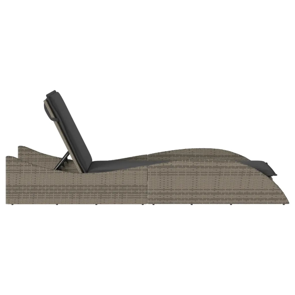 Lettino Prendisole | Sdraio da giardino | Lettino da sole con Cuscino Grigio 60x205x73 cm Polyrattan