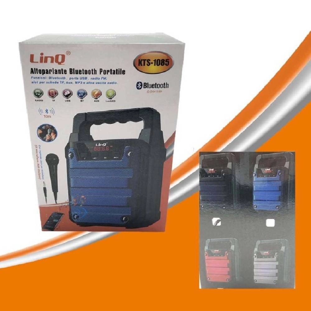 Trade Shop - Altoparlante Speaker Cassa Bluetooth Portatile Kts-1085 Radio Fm Lettore Tf Usb -
