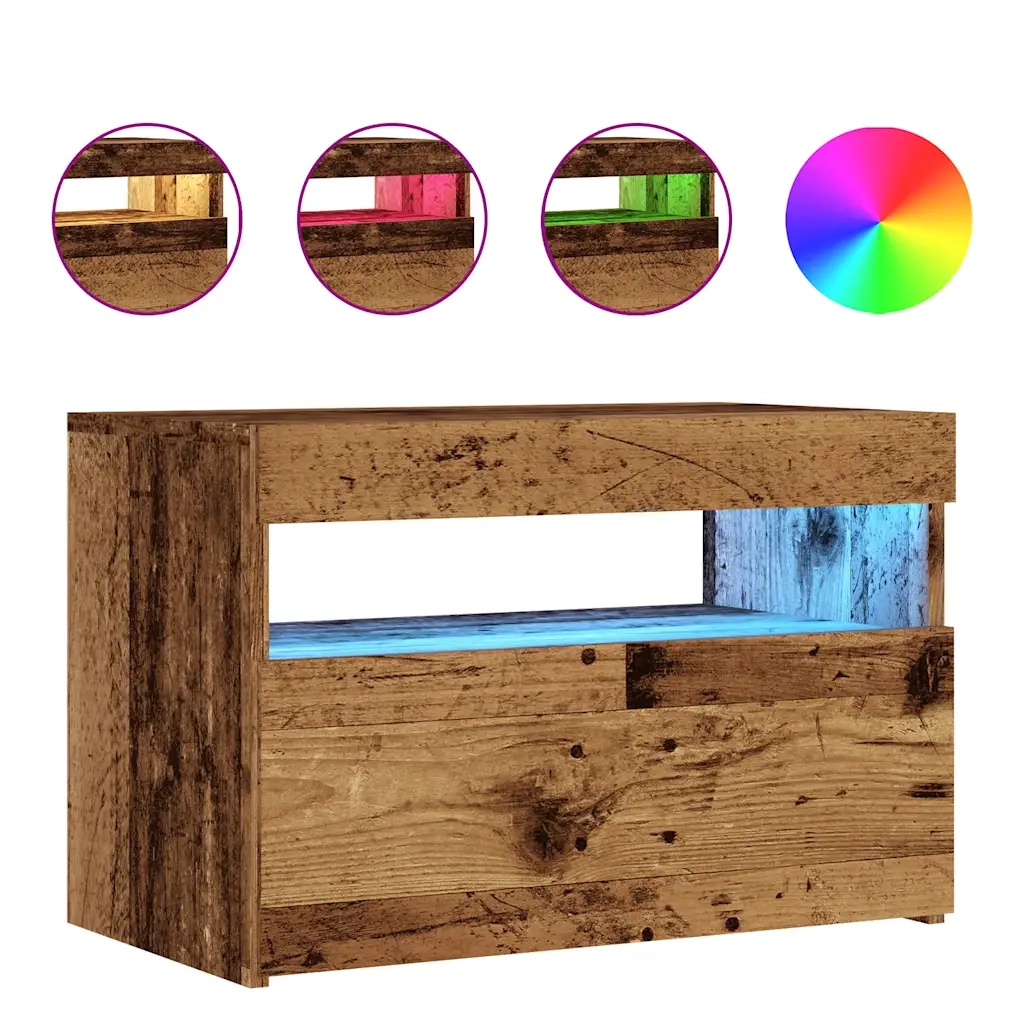Mobile TV | Armadietto TV | Mobile Porta TV con LED Legno Antico 60x35x40 cm Multistrato