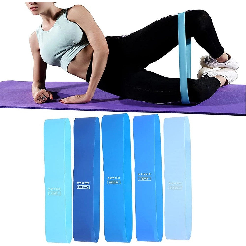 Trade Shop - Set 5pz Fasce Elastiche Resistenza Fitness In Lattice Vari Esercizi Yoga Palestra -