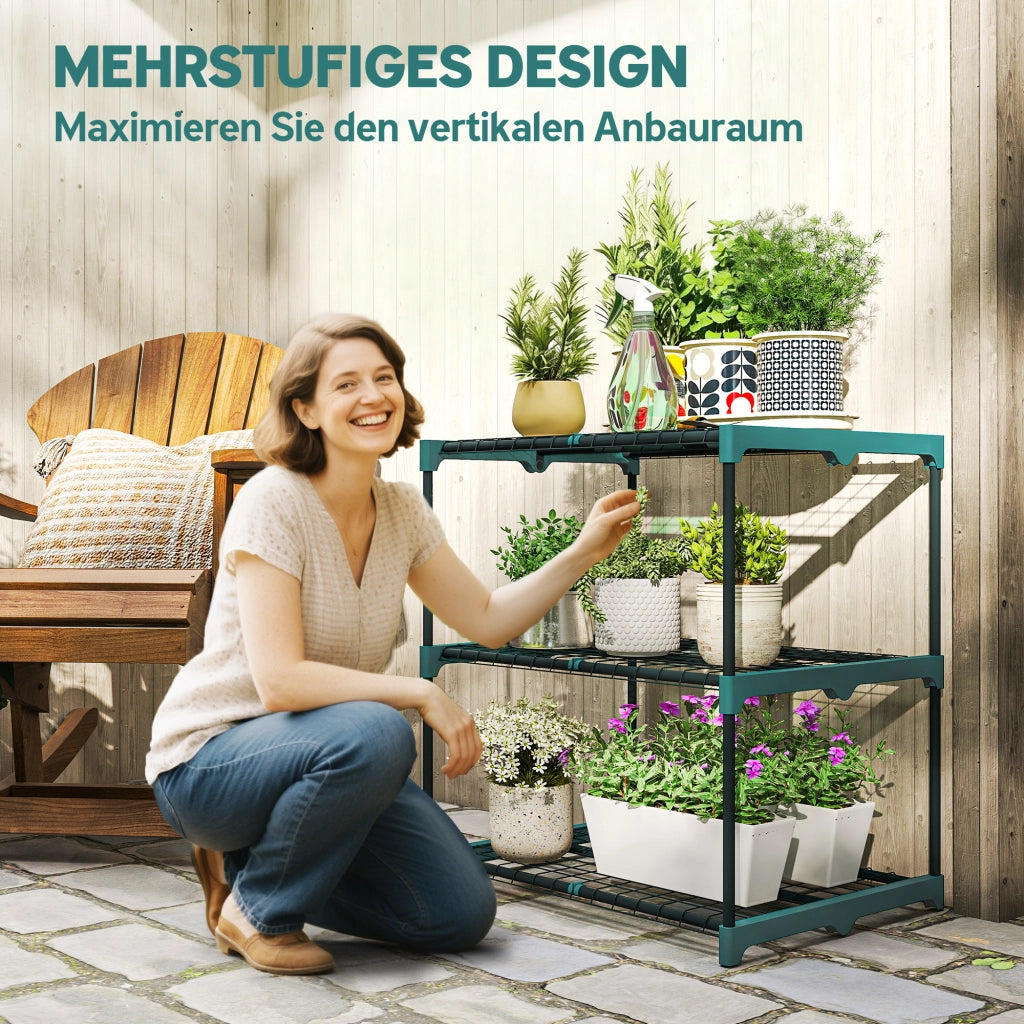 Portapiante a 3 Ripiani ¨C Minimal ¨C Acciaio Verde Scuro 72 cm