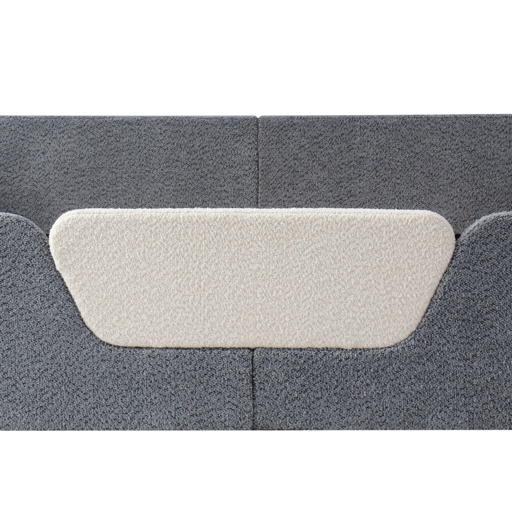 Letto per bambini 140×190 cm con sponde removibili e tasca portaoggetti; senza materasso; velluto; grigio
