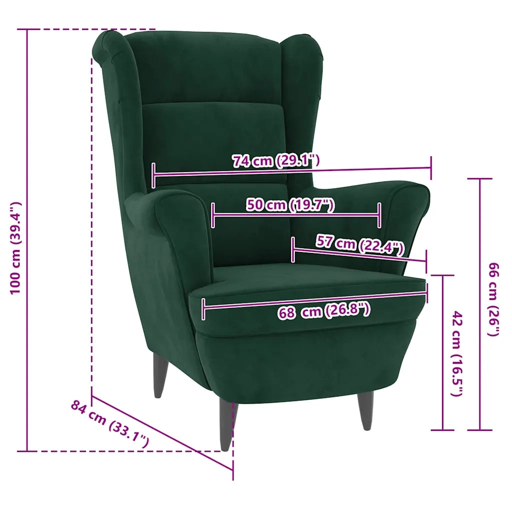 Divano Sedia-Poltrona Verde Scuro Velluto 376266