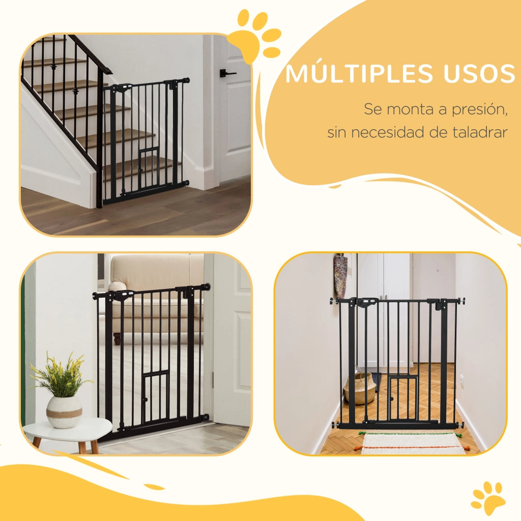 Barriera di sicurezza per bambini estensibile con porta ¨C zephmum ¨C Nero 74-80x76,2 cm