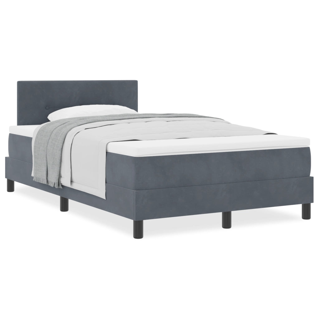 Letto Box Spring con Materasso Grigio Scuro 120x200 cm Velluto