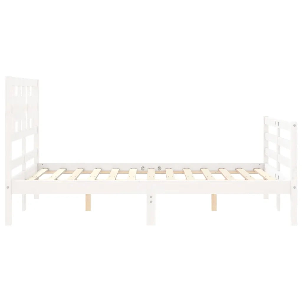 Giroletto con Testiera-Struttura Letto con testiera Bianco 120x200 cm in Legno Massello 613405