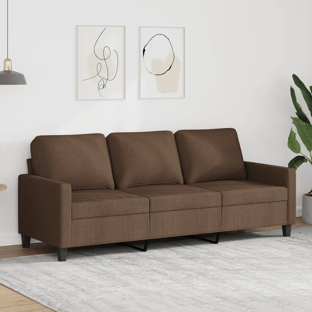 Divano a 3 Posti Marrone 180 cm in Tessuto 359174