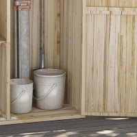 Casetta da Giardino in Legno di Abete con 2 Porte e Ripiani, 120x57x183cm, Naturale