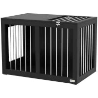 Gabbia per Cani Trasportino, 2 Porte Bloccabili, Griglie in Acciaio, 80 x 50 x 56,5 cm, Nero