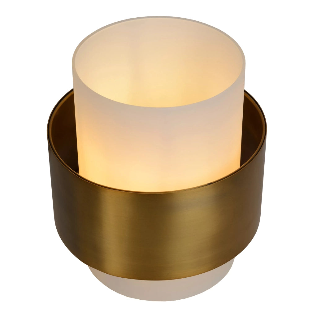 Lampada da tavolo Lucide Firmin vetro bianco oro E27