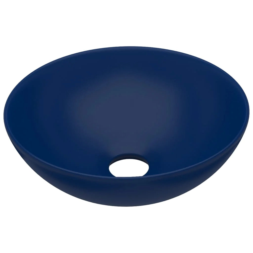 Lavandino rotondo per bagno lavabo da appoggio lavabo per WC lavello da cucina lavabo per sala trucco arredamento per la casa 28 cm ceramica blu scuro 02_0002721