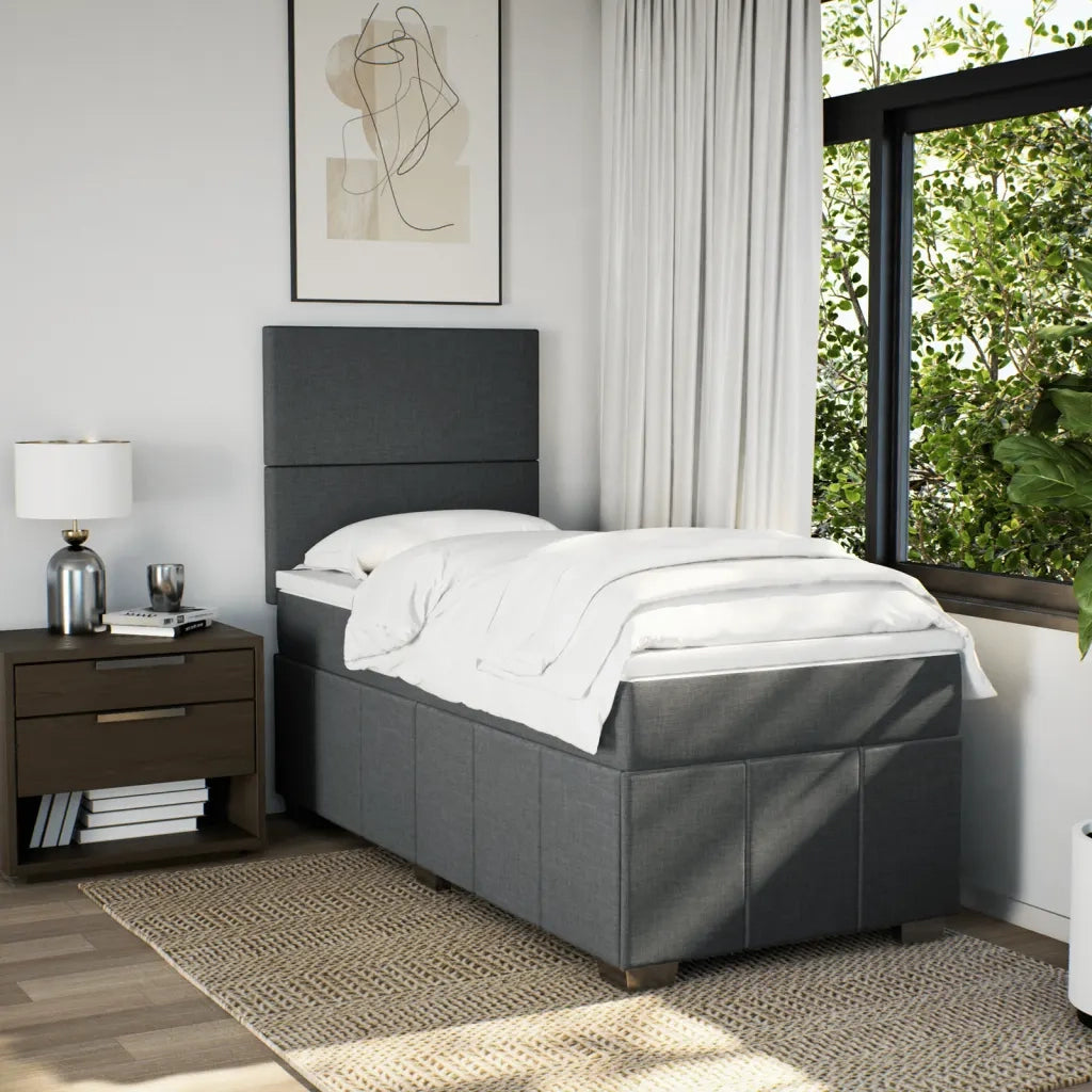 vidaXL Giroletto a Molle con Materasso Grigio Scuro 100x200 cm Tessuto