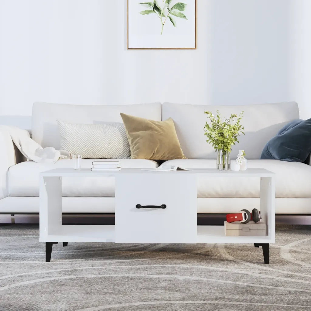 Tavolino da salotto | Tavolino da caff¨¨ | Tavolino da Soggiorno Bianco 102x50x40 cm in Legno Multistrato