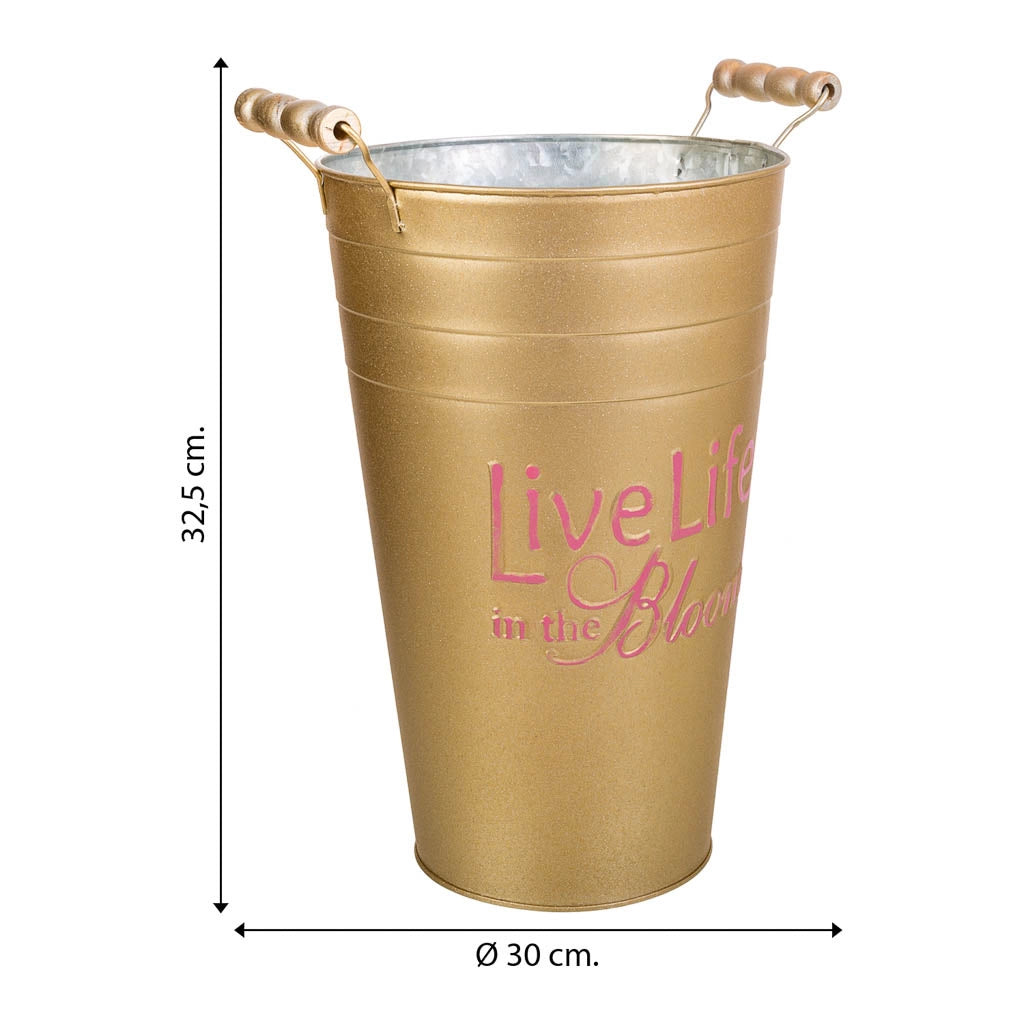 Vaso in metallo dorato 24xd19x30/32,5hb:13