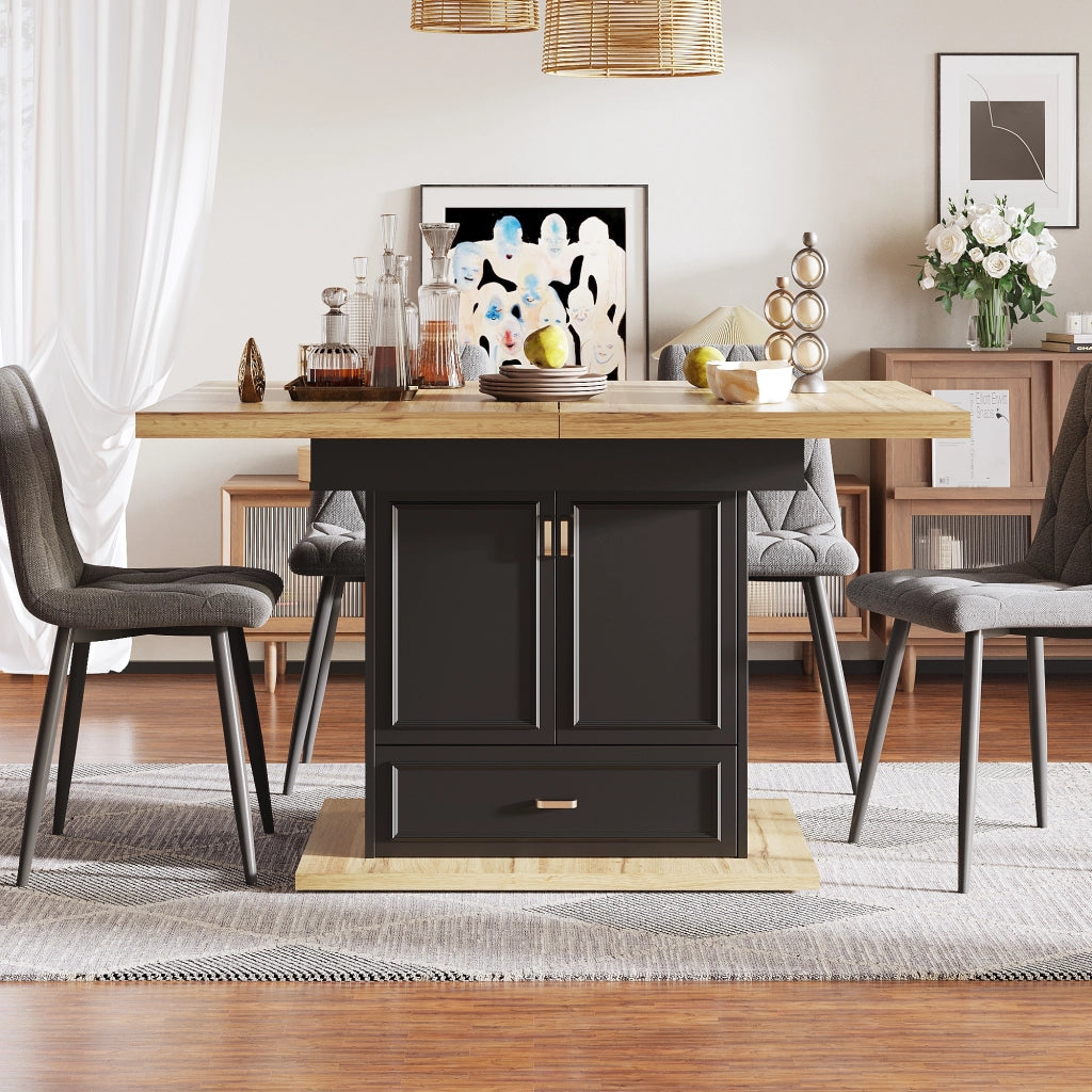 TAVOLO da pranzo allungabile 110-140x80x75 cm color legno naturale MDF metallo