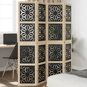 Divisorio Ambienti | Divider per stanze | Paravento 4 Pannelli Marrone e Nero Massello Paulownia