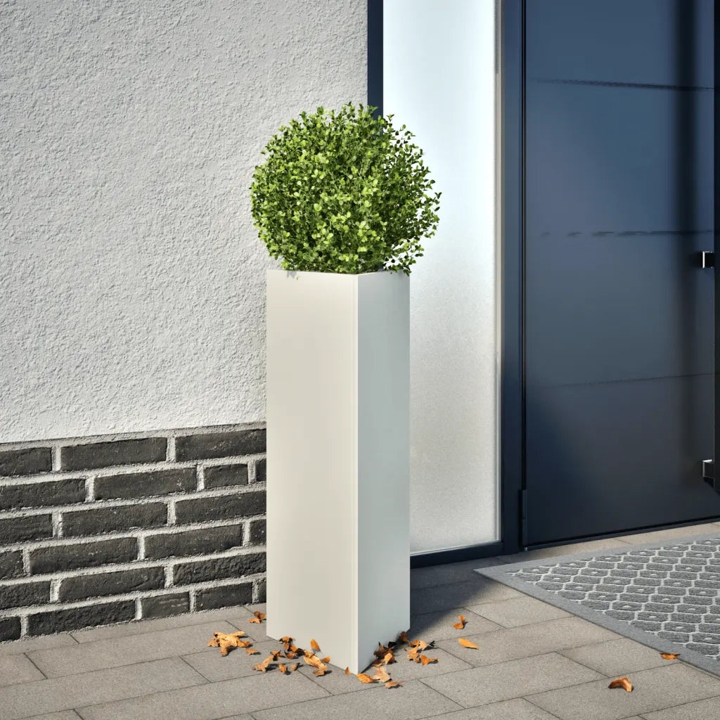 Fioriera da Giardino-Vaso da Esterno Bianca Triangolare 30x26x75 cm in Acciaio
