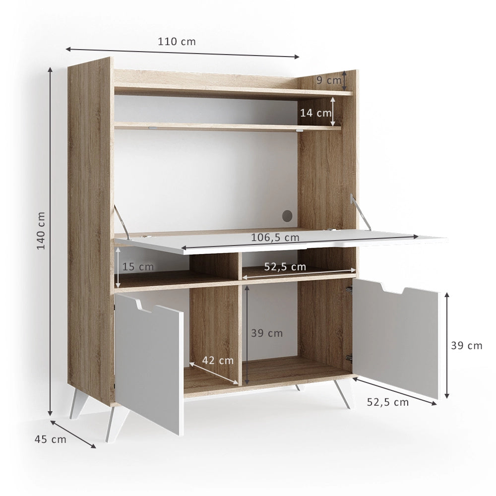 Vicco Scrivania per segretaria Sonoma 110 x 45 cm