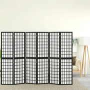 Divisorio Ambienti | Divider per stanze | Paravento Pieghevole 6 Pannelli Stile Giapponese 240x170cm Nero