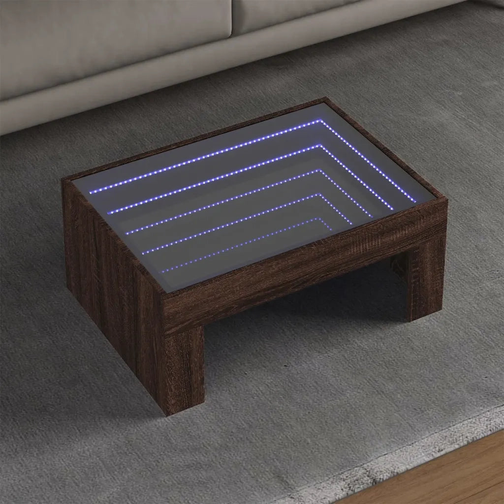 Tavolino da salotto | Tavolino da caff¨¨ | Tavolino da Soggiorno con LED Infinity Rovere Marrone 70x50x30 cm