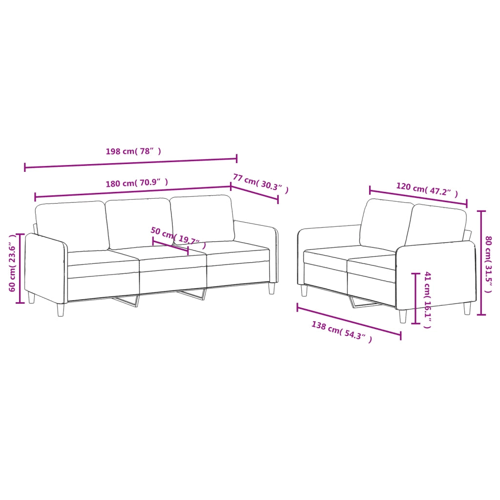 Set di Divani 2 pz Nero in Velluto 3202019