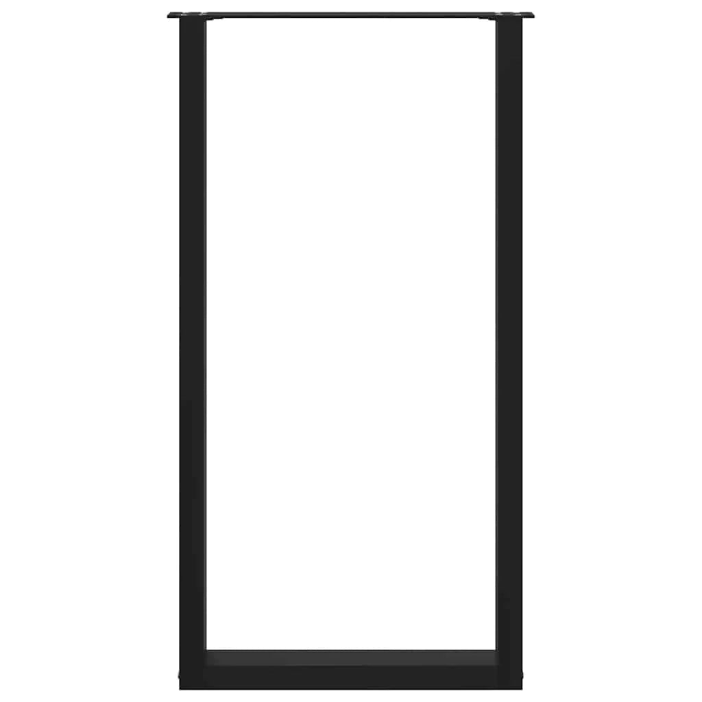 Set di 2 gambe per tavolo da bar a forma di U 60 x 110 cm con piedini regolabili design moderno in acciaio nero 02_0057488