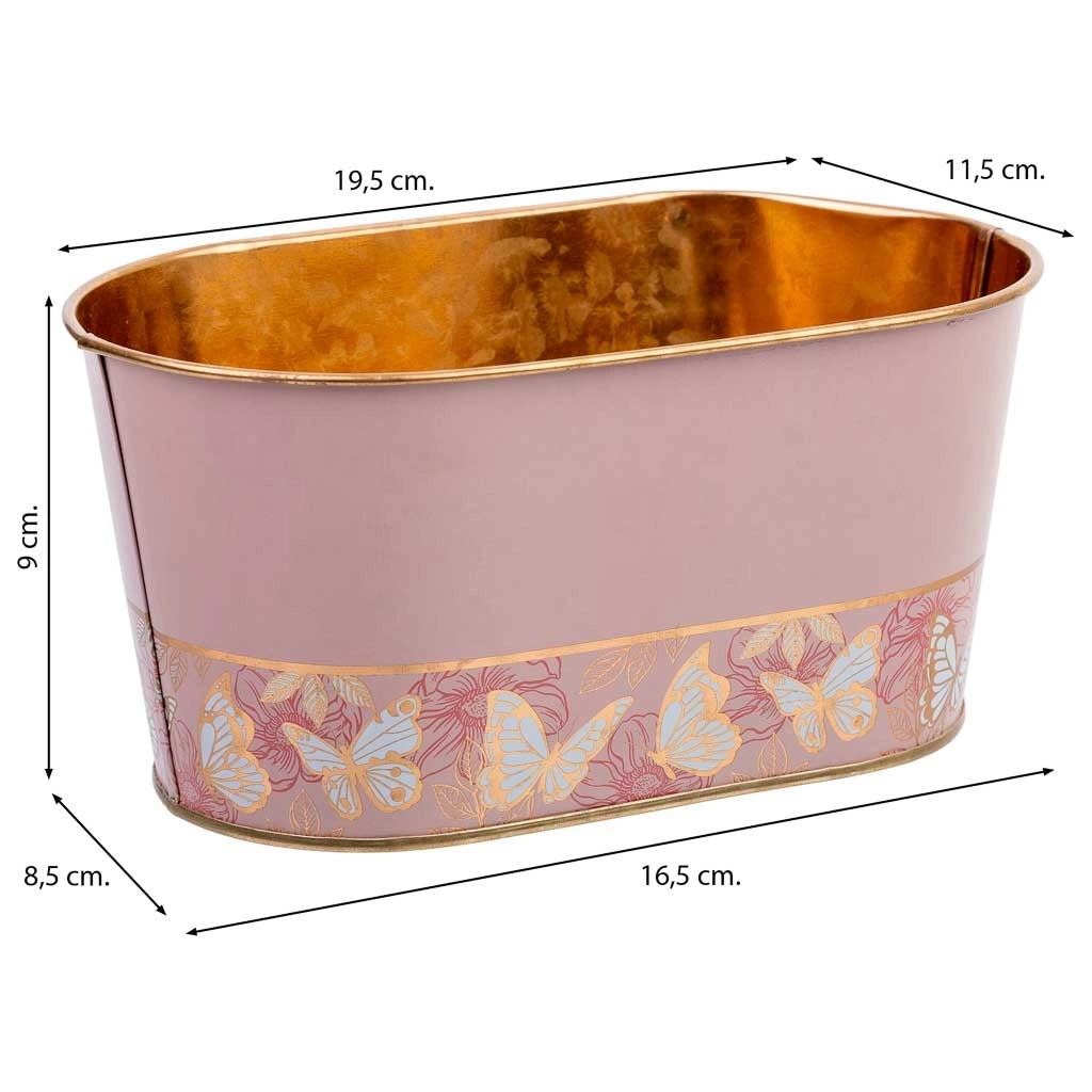 Cestino in metallo rosa 19,5x11,5x9 B16,5x8,5