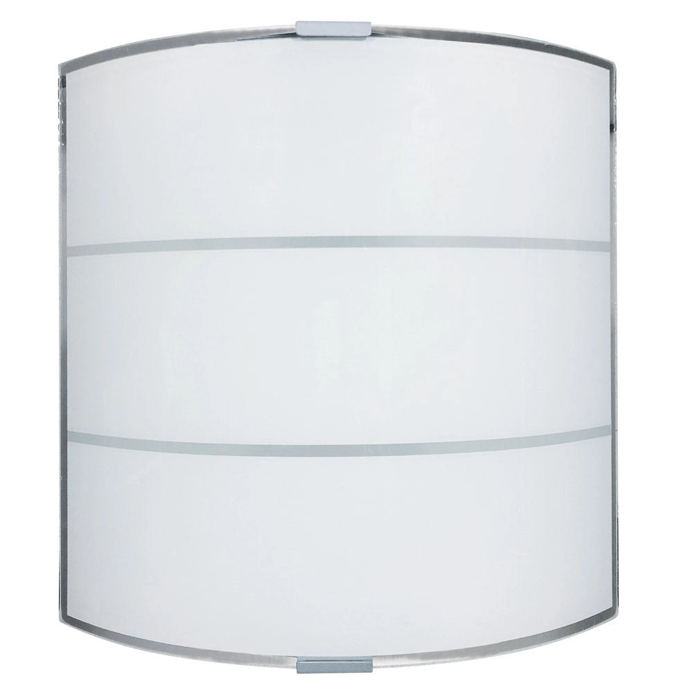 Applique 1xE27 Montatura Argento Vetro Lastra Serigrafato Bianco 2 Righe E-Energy Luce