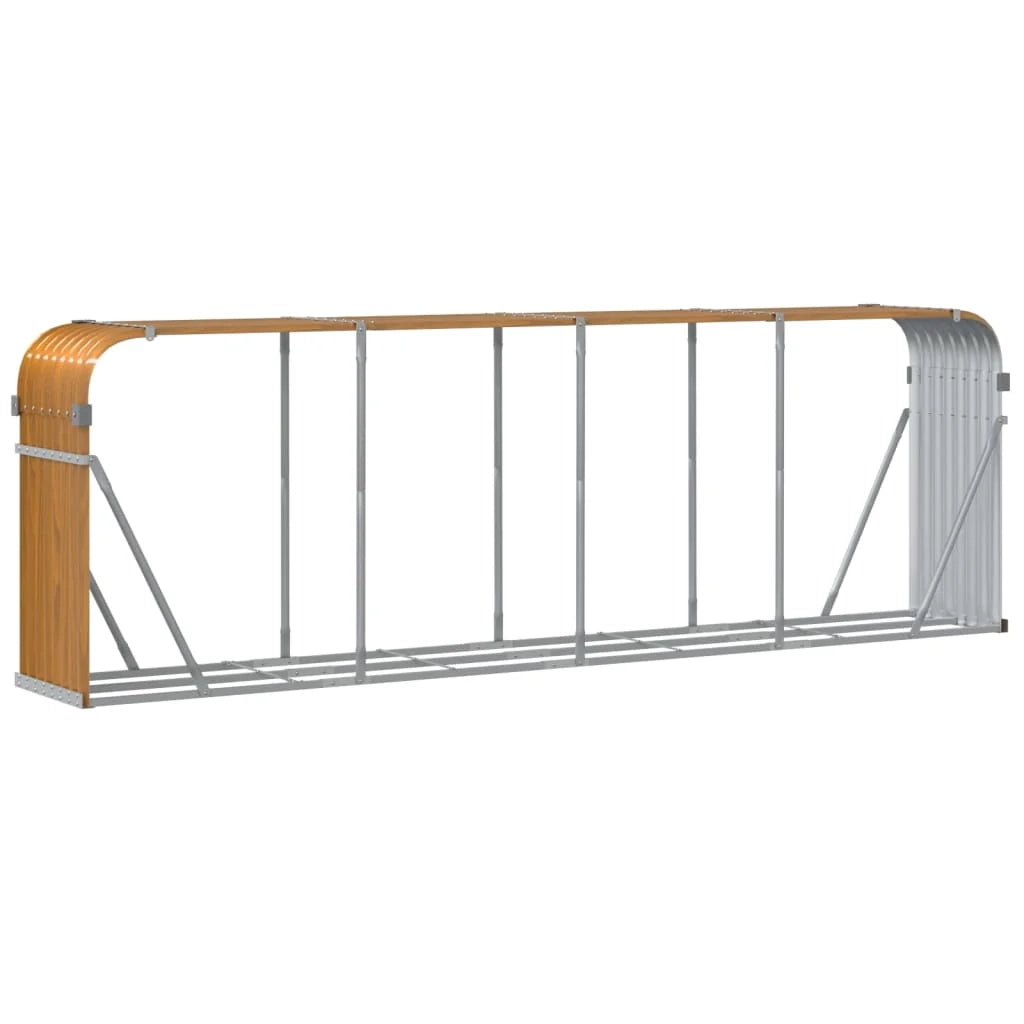 Portalegna chiaro 300 x 45 x 100 cm acciaio zincato marrone 02_0043816