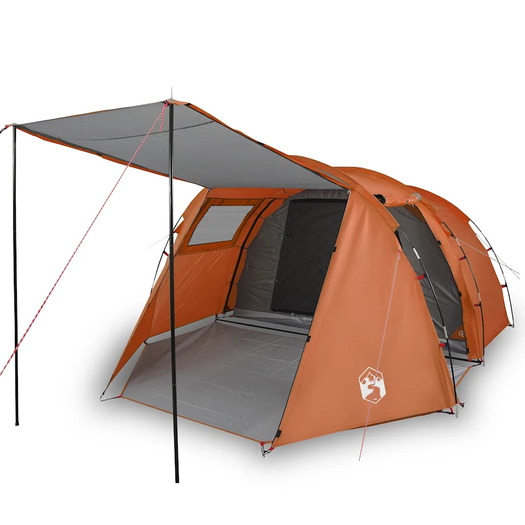 Tenda da Campeggio a Tunnel per 4 Persone-Tenda per Escursionismo Grigio e Arancione 307873