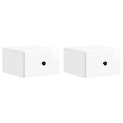Mobiletto da notte a muro 2 pcs Bianco Lucido 34,5 x 33 x 20 cm