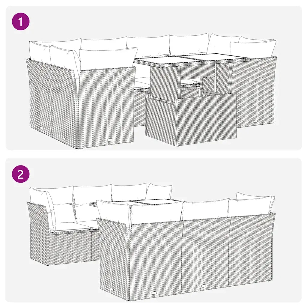 Set Divani da Giardino 7 pz con Cuscini Marrone in Polyrattan 3326114