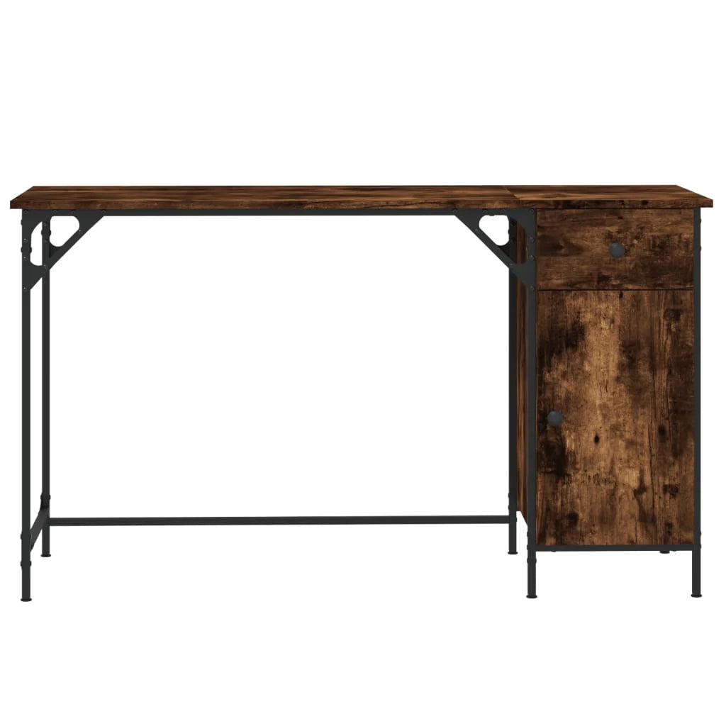 Scrivania da ufficio postazione di lavoro mobile per computer studio per computer rovere affumicato 131 x 48 x 75 cm legno ingegnerizzato marrone 02_0023726