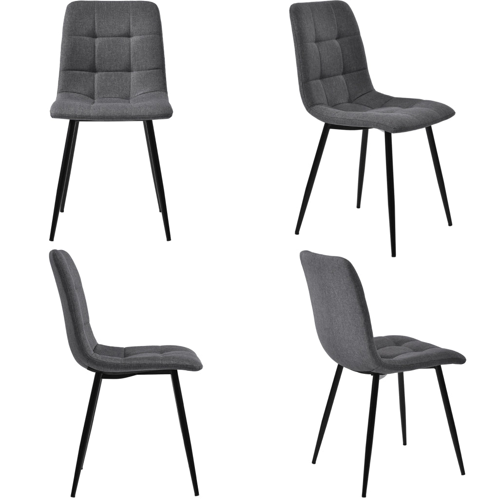 Tavolo da pranzo con 4 sedie, piano in MDF e gambe in metallo dorato, per cucina e soggiorno, grigio, 120 × 70 cm
