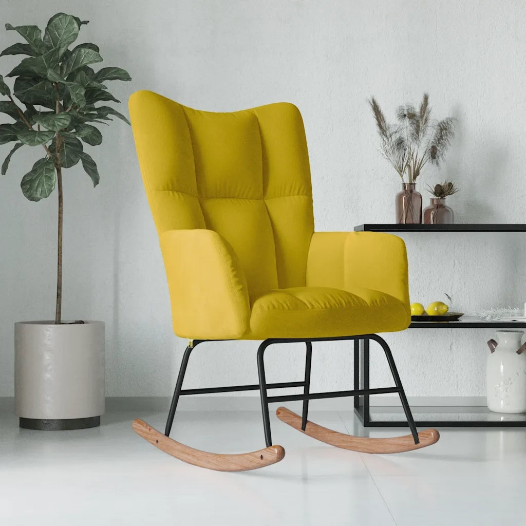 Sedia a Dondolo Giallo Senape in Velluto CFW4817228