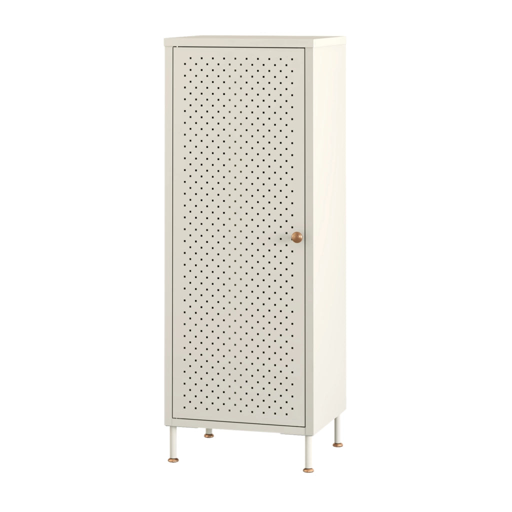 Scarpiera Coleraine con Anta e 3 Ripiani Regolabili 115 x 43 x 35 - Acciaio Bianco Crema [en.casa]