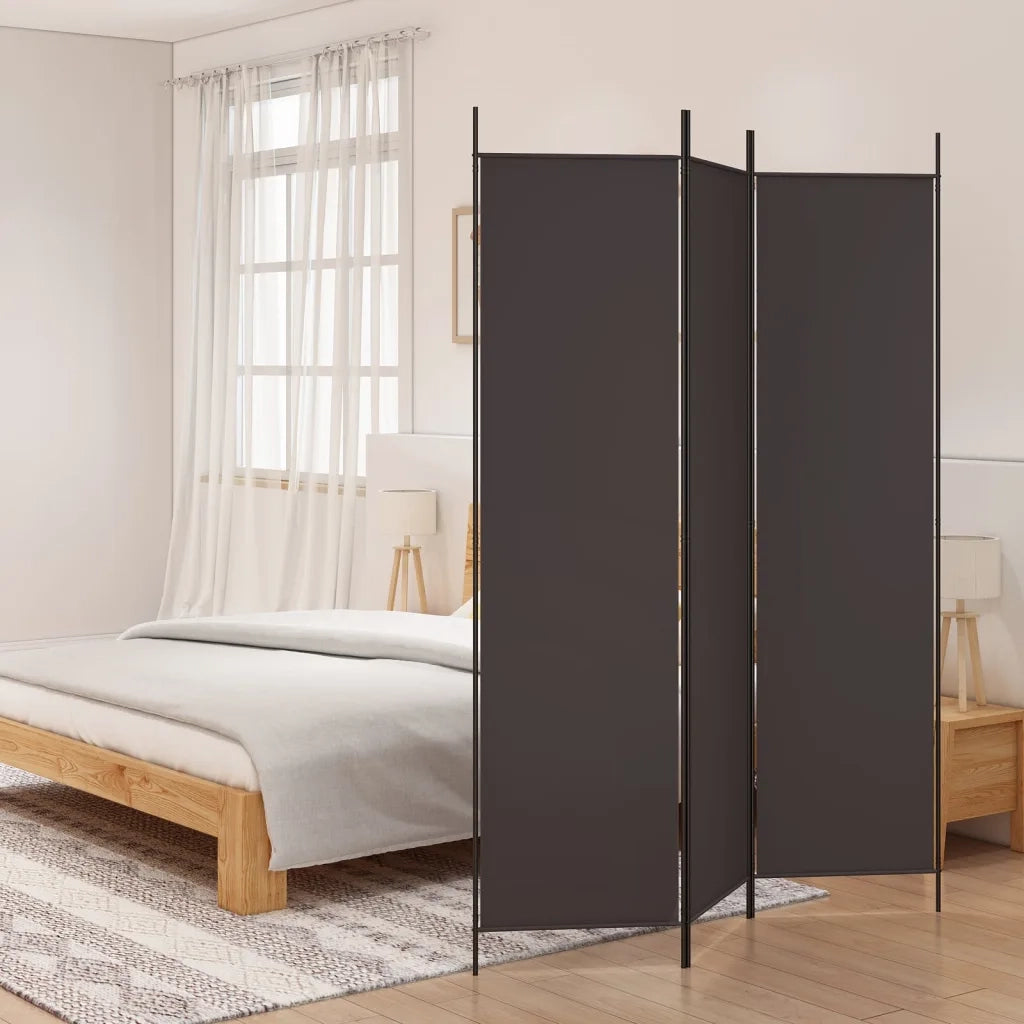 Divisorio Ambienti | Divider per stanze | Paravento a 3 Pannelli Marrone 150x200 cm in Tessuto