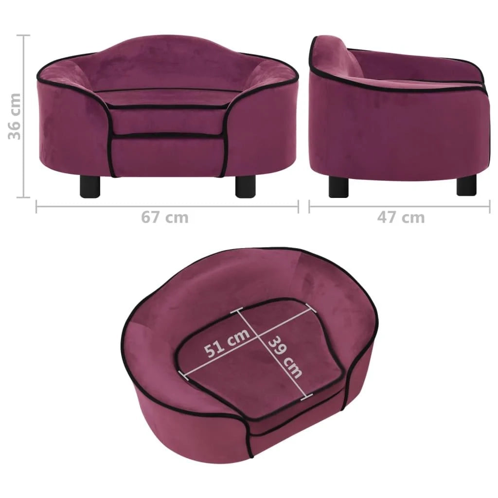 Divano per cani 67 cm in peluche bordeaux 02_0000117