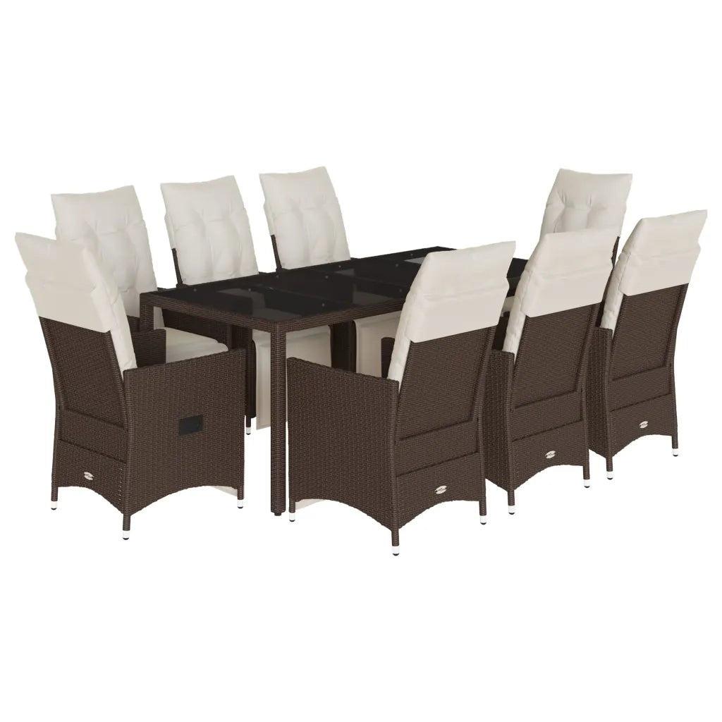 Set Bistrò da Giardino 9 pz con Cuscini in Polyrattan Marrone 3276920