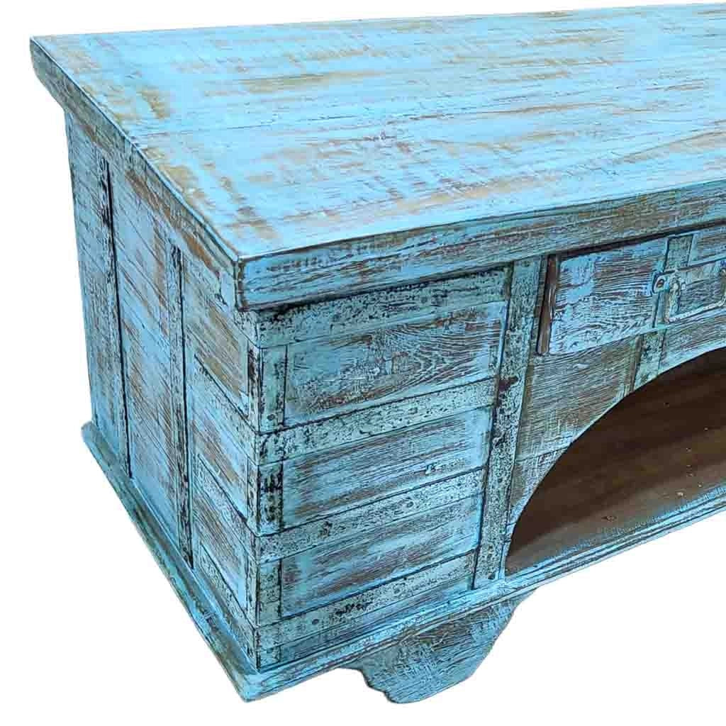 Mobile basso artigianale in legno 165-175x45x57h cm