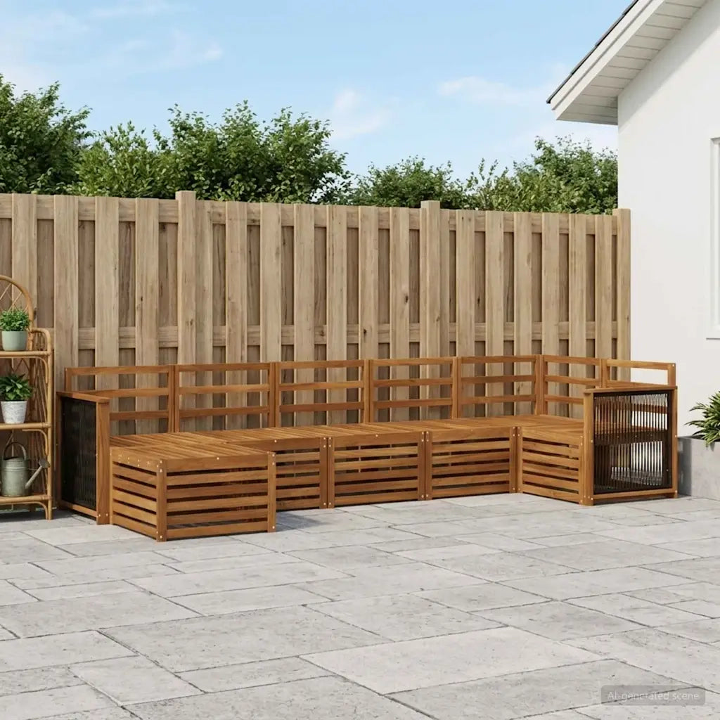 Set divano sezionale 6 pcs Naturale Legno di Acacia Massello