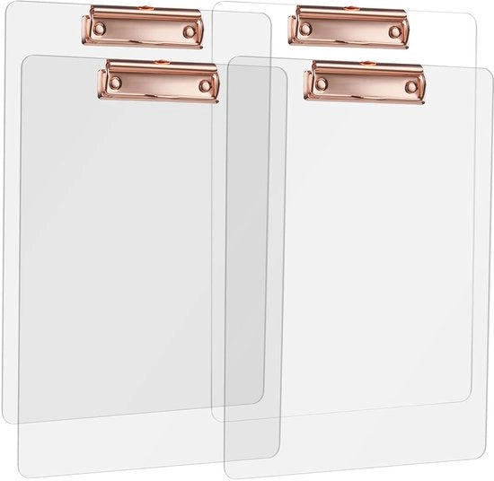 Penna e matita con chiusura in metallo rosé dorato - Bloc-notes A4 trasparente - leggero - 4 pezzi - soluzione di archiviazione pratica