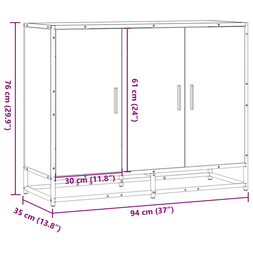 Credenza Rovere Fumo 94x35x76 cm in Legno Multistrato 849006