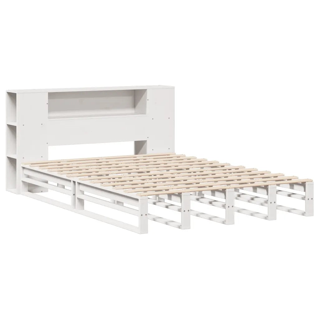 Letto matrimoniale | Letto per adulti | Letto Libreria senza Materasso Bianco 140x200 cm Legno Massello