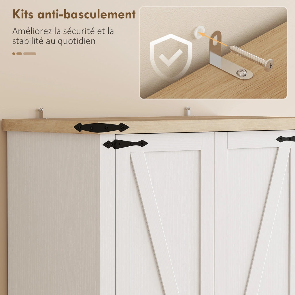 Credenza Rustica ¨C Zephmum ¨C 2 Ante 2 Cassetti Ripiani Regolabili 76x40x180 Bianco