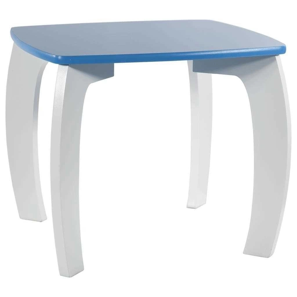 Set tavolo e 2 sgabelli in legno bianchi/blu 96x48x42 h cm