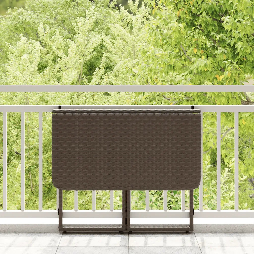 Tavolo Pieghevole da Giardino | Tavolino da esterno Marrone 90x51x75 cm Polyrattan
