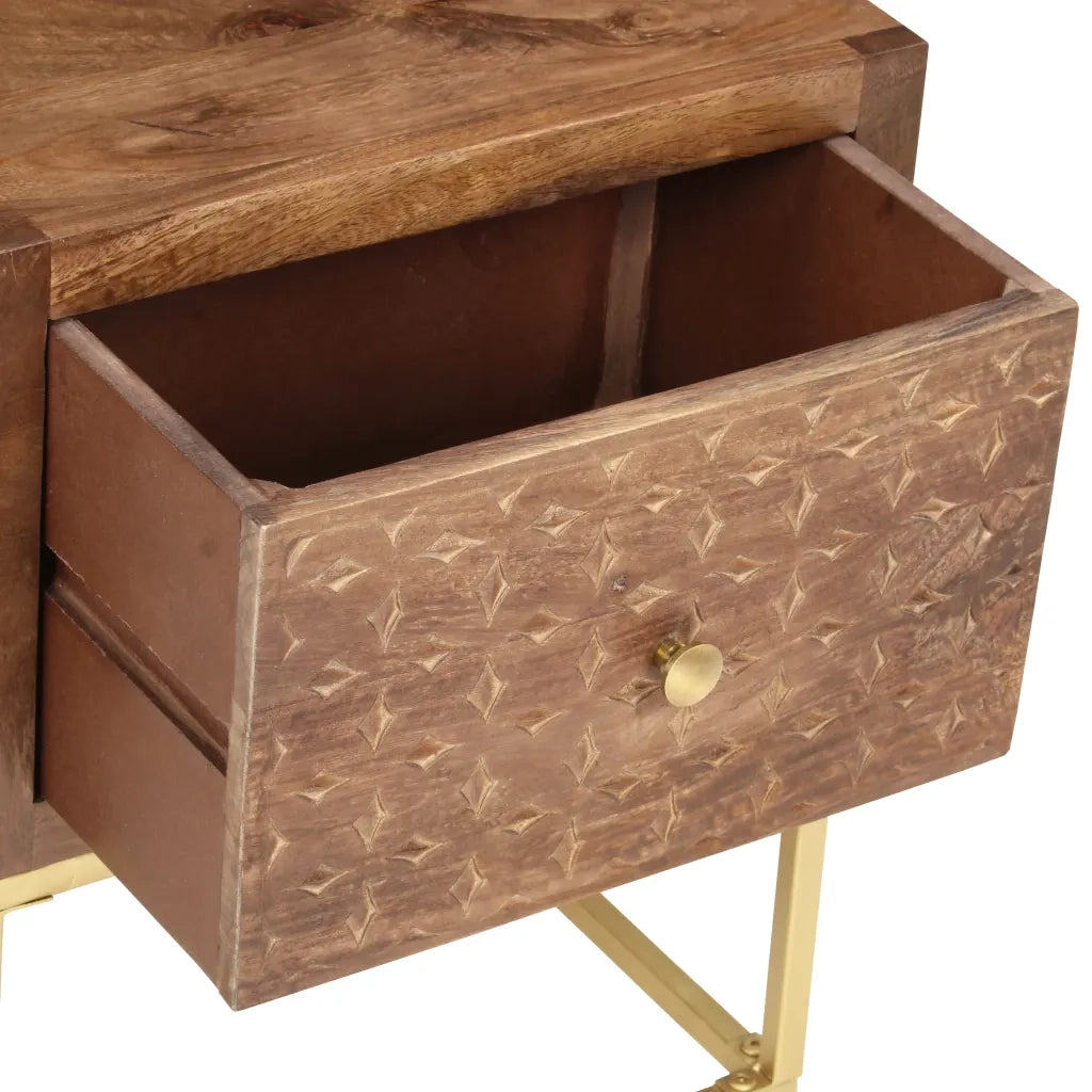 Comodino | Armadio da Notte | Mobiletto da notte 40x30x50 cm in Legno Massello di Mango