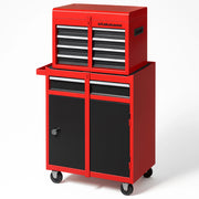Cassetta Carrello Portautensili Mobiletto a 5 Cassetti 2in1 in Acciaio SPCC Laminato Rosso
