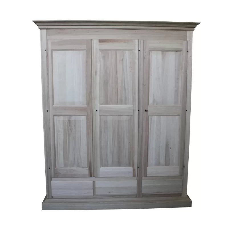 armadio classico 3 porte 3 cassetti legno grezzo 182x61x221 (611) - Mobili 2G